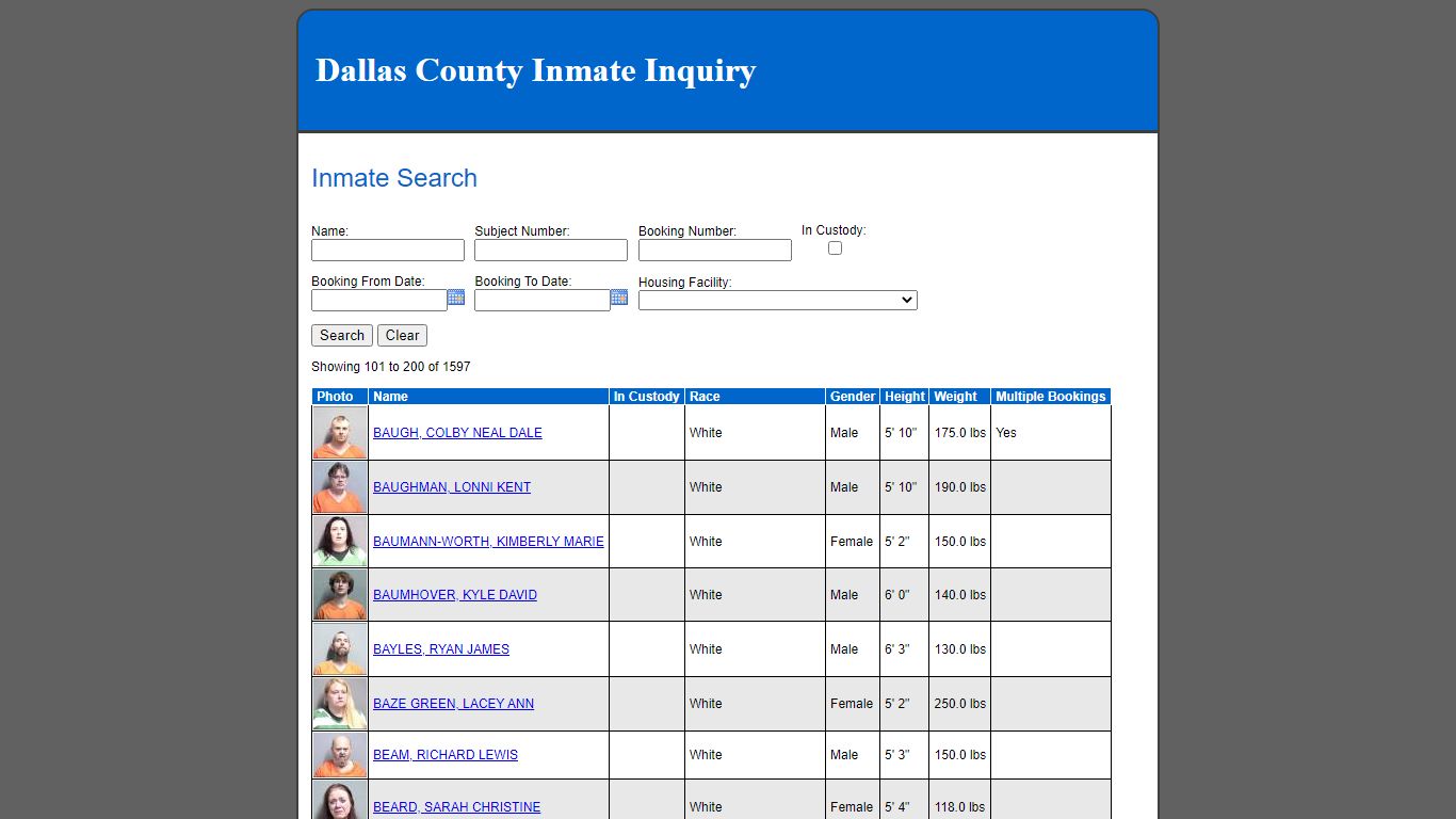 Inmate Search - Dallas County, Iowa