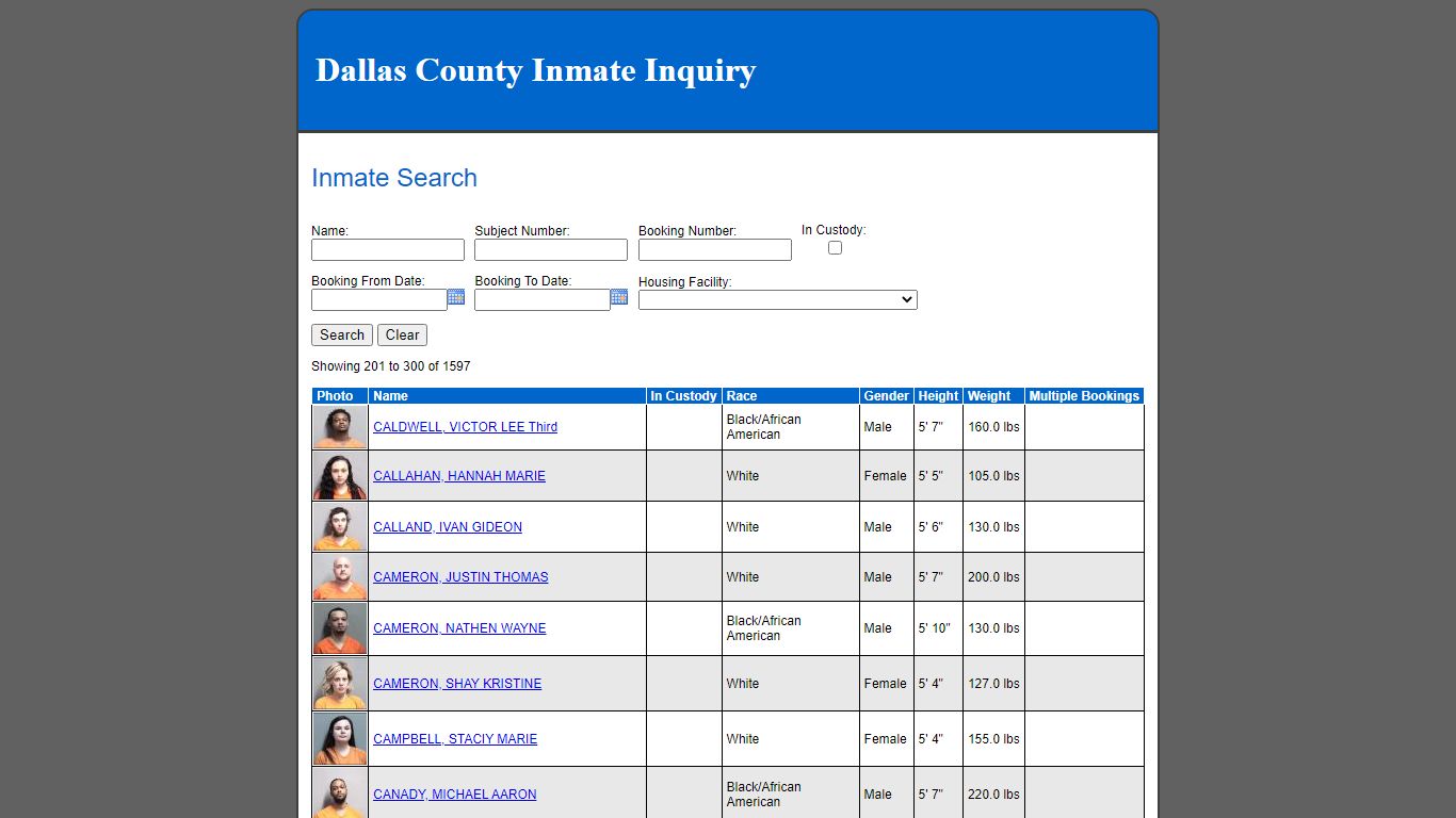 Inmate Search