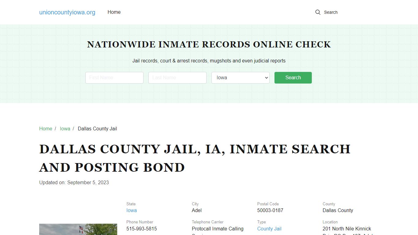 Dallas County Jail, IA, Inmate Search, Visitations - Union County, Iowa